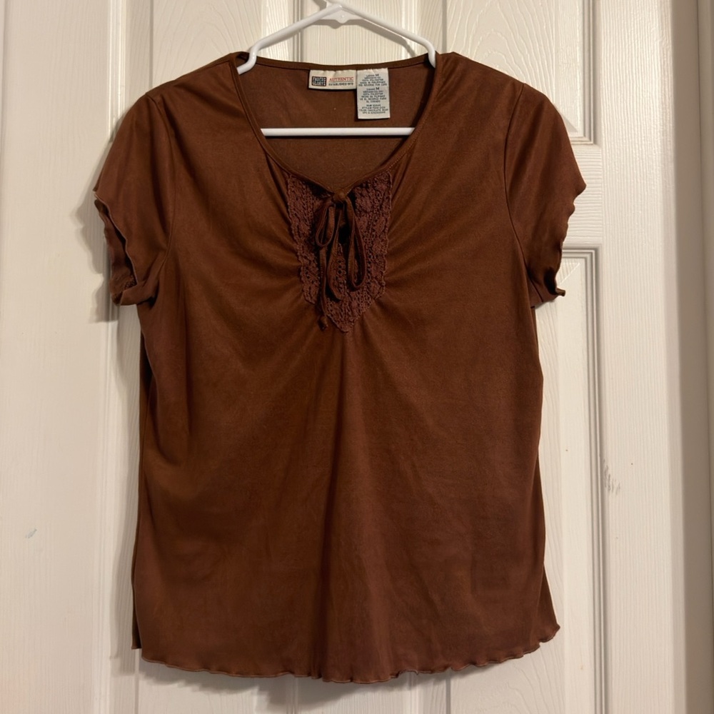 Faded Glory Brown Lace Women's Blouse